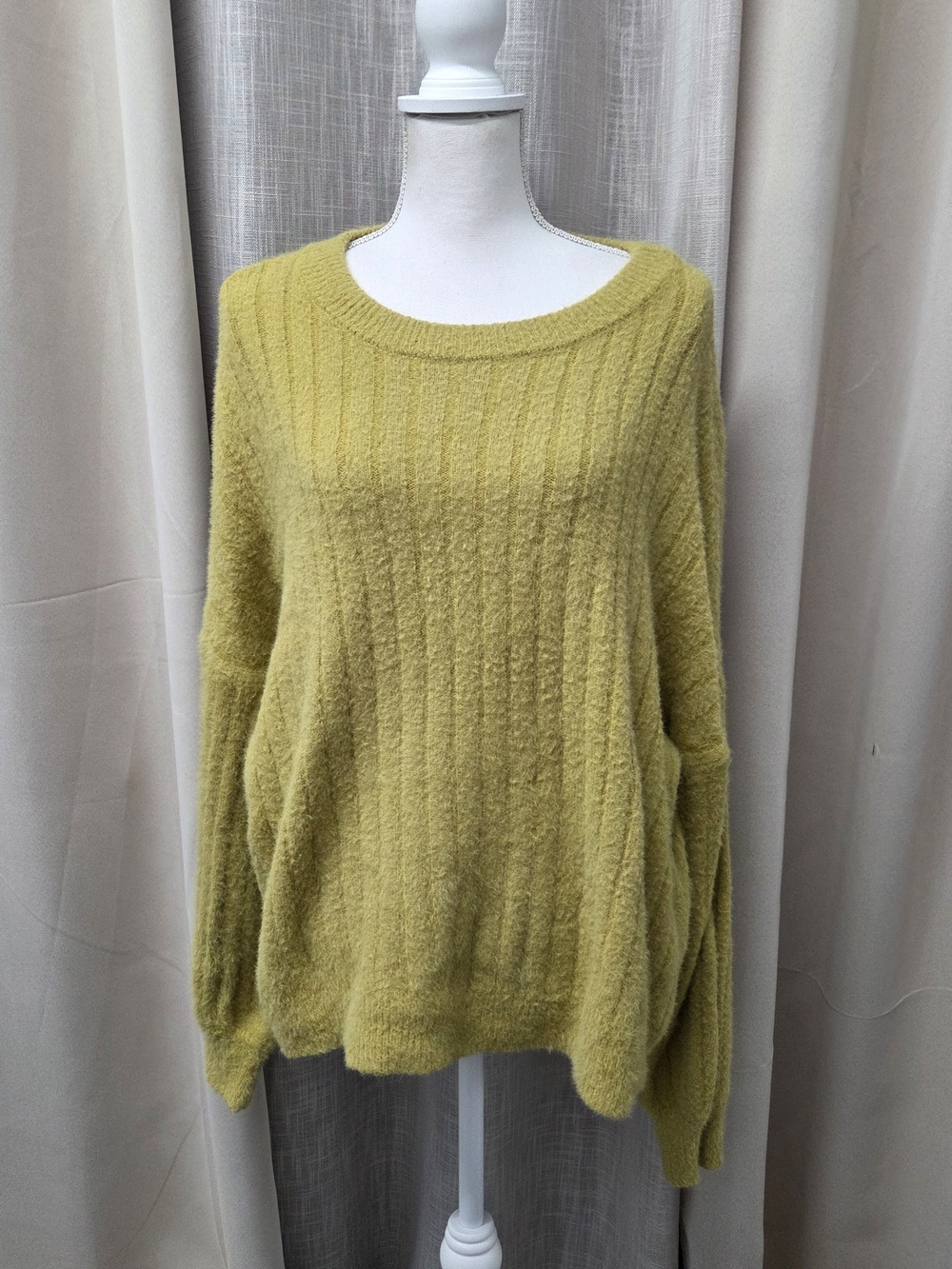SO Soft Ribbed Scoop Neck Sweater Chartreuse Autumnal Gorpcore Whimsical